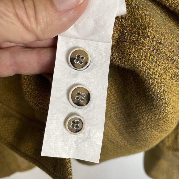 32 Bar Blues Slub Linen Cotton Shirt Size Large Brown Button Down Casual Preppy - Picture 10 of 10